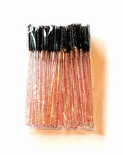 Glitter Mascara Wands - Clear Handle With Red Glitter + Black Spoolie